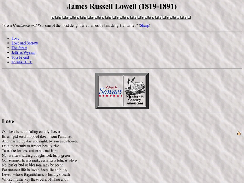 Sonnet Central: James Russell Lowell Website Sonnet Central: James Russell Lowell Website