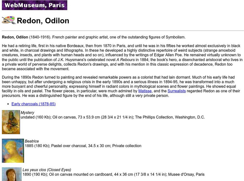 Ibiblio: Web Museum: Odilon Redon Graphic Ibiblio: Web Museum: Odilon Redon Graphic
