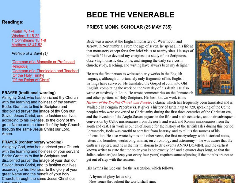 Bede the Venerable: Priest, Monk, Scholar Website Bede the Venerable: Priest, Monk, Scholar Website