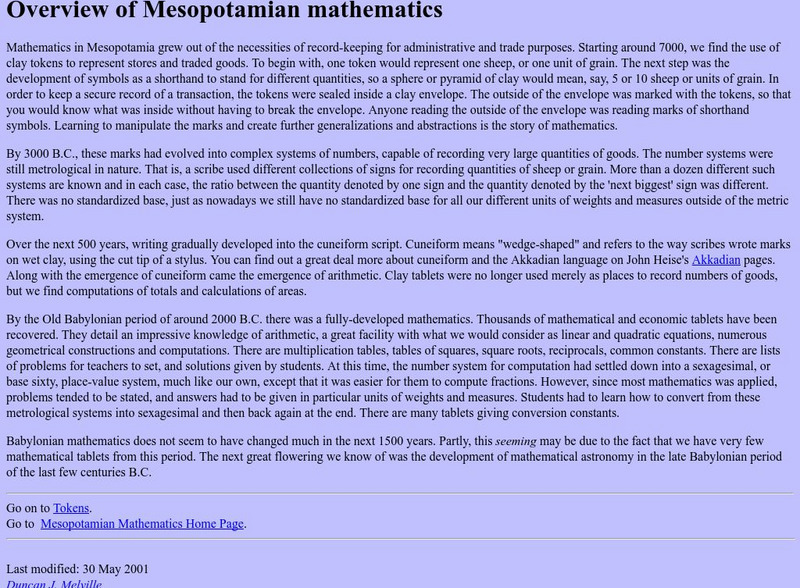 St. Lawrence University: Overview of Mesopotamian Mathematics Handout