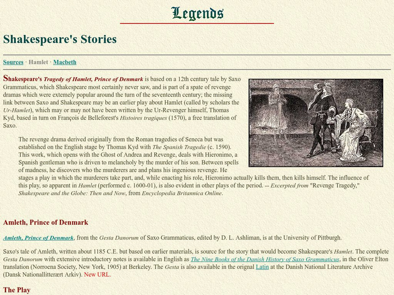 Legends: Shakespeare's Stories/hamlet Website