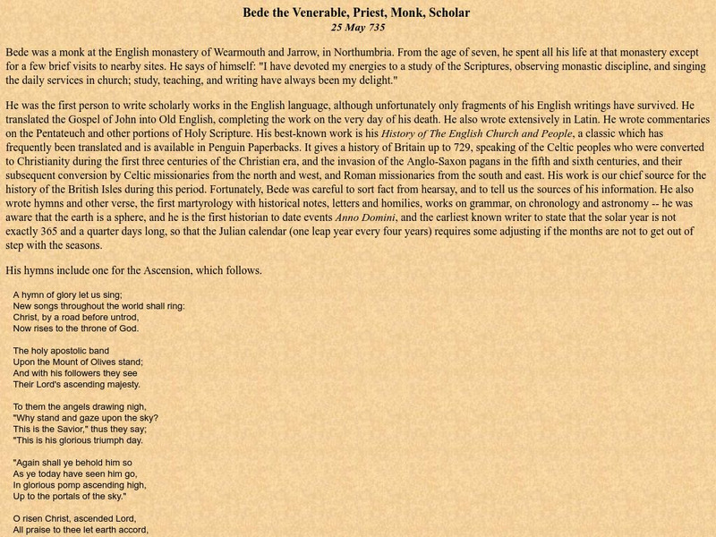 Bede the Venerable, Priest, Monk, & Scholar Primary