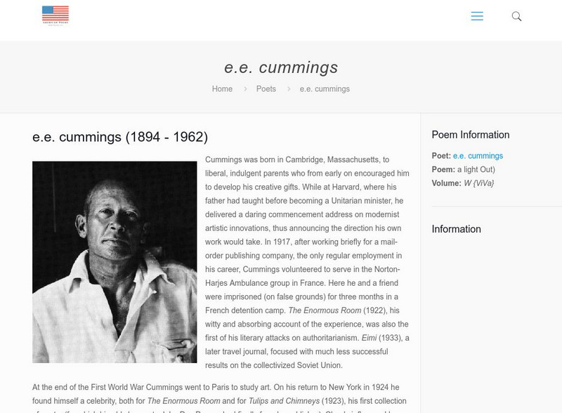 American poems.com: E. E. Cummings Biography and Poems Activity
