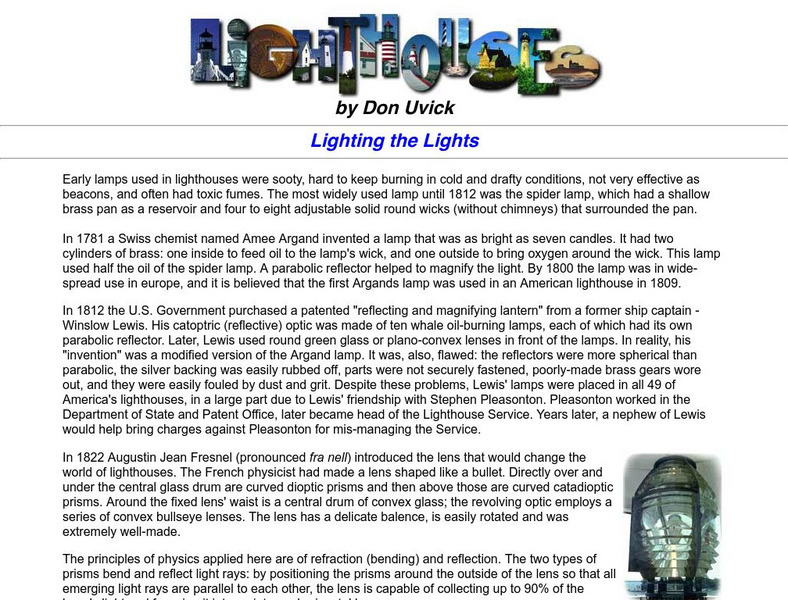 Lighthouses: Lighting the Lights Article Lighthouses: Lighting the Lights Article