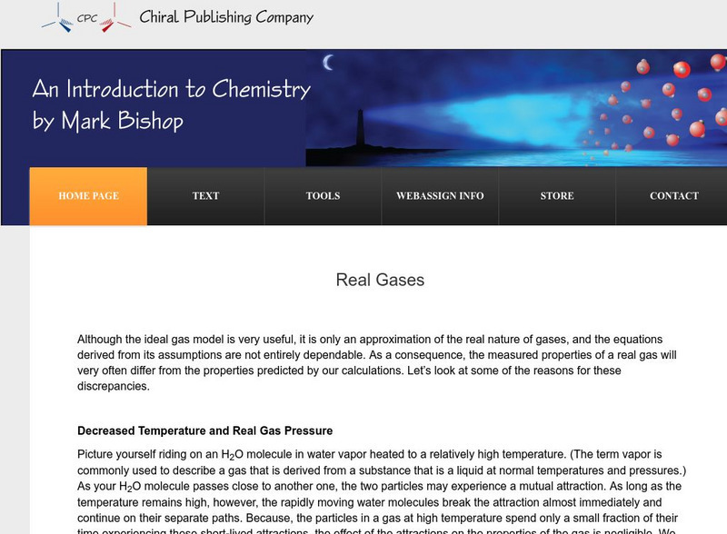 Chiral Publishing: An Introduction to Chemistry: Real Gases eBook Chiral Publishing: An Introduction to Chemistry: Real Gases eBook