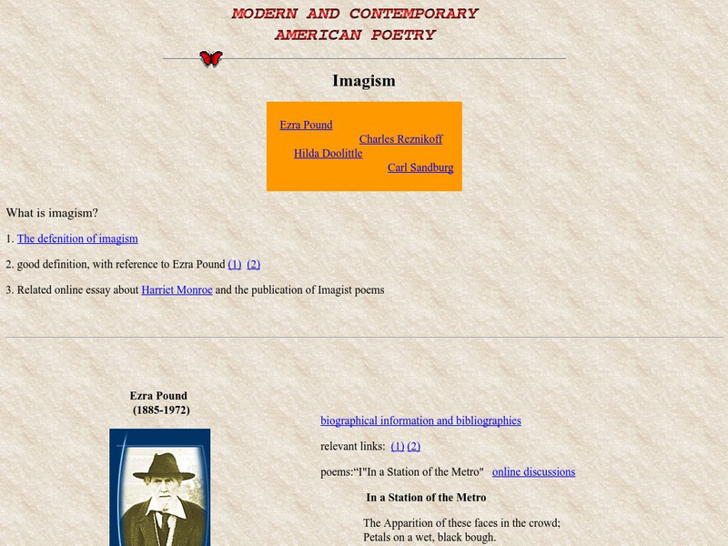 Modern and Contemporary American Poetry: Imagism: Charles Reznikoff Website Modern and Contemporary American Poetry: Imagism: Charles Reznikoff Website