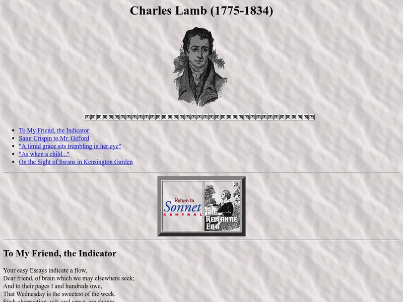 Sonnets.org: Charles Lamb Website Sonnets.org: Charles Lamb Website