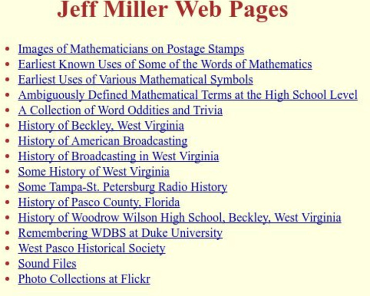 Jeff Miller: Earliest Uses of Various Mathematical Symbols Handout Jeff Miller: Earliest Uses of Various Mathematical Symbols Handout