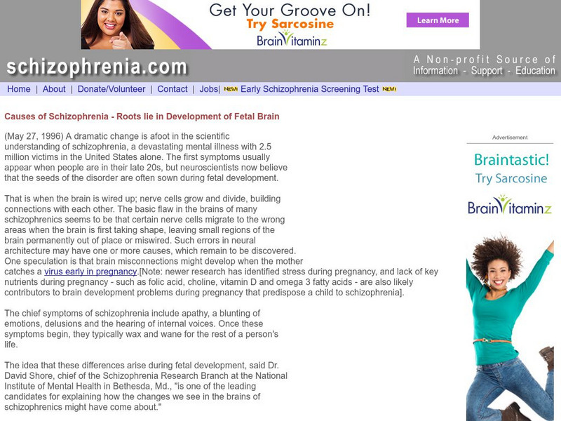 Roots of Schizophrenia May Be in Fetal Development Article