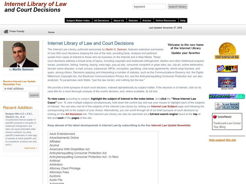 Internet Library of Law and Court Decisions Activity Internet Library of Law and Court Decisions Activity