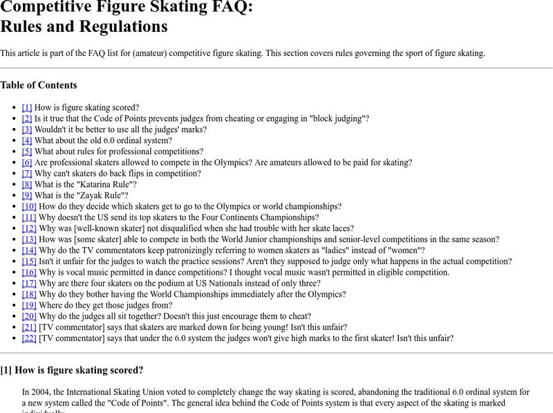 Competitive Figure Skating Faq: Rules and Regulations Activity