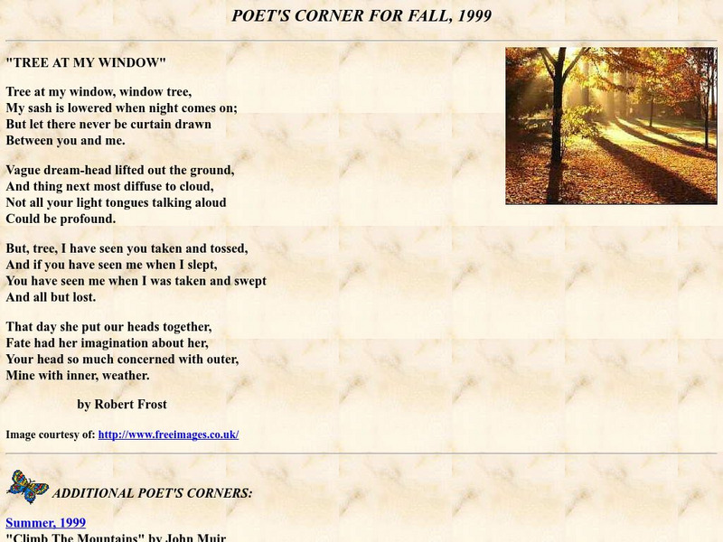 Poet's Corner/"tree at My Window" by Frost eBook Poet's Corner/"tree at My Window" by Frost eBook