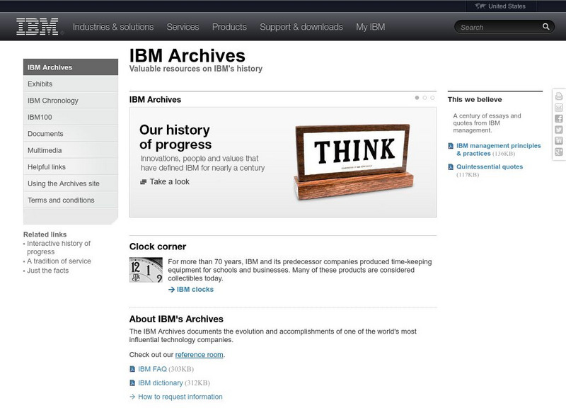 Ibm Archives: Valuable Resources on Ibm's History Website Ibm Archives: Valuable Resources on Ibm's History Website
