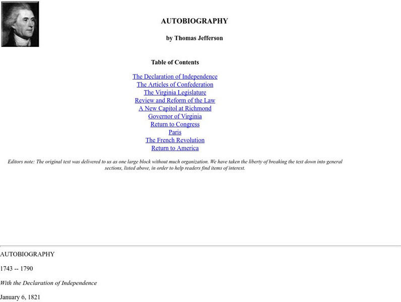 Libertyonline: Autobiography by Thomas Jefferson: French Revolution Primary Libertyonline: Autobiography by Thomas Jefferson: French Revolution Primary