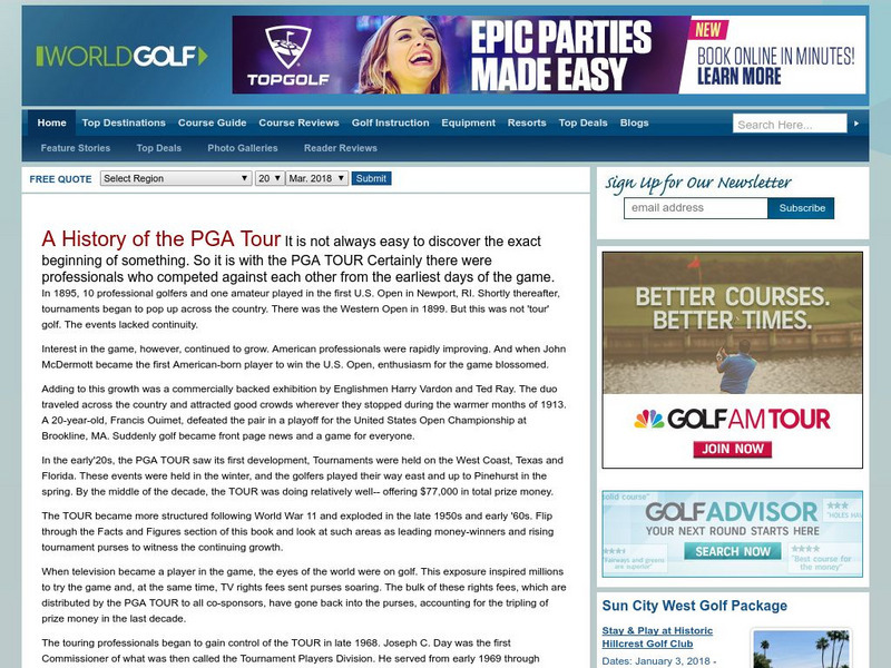 Worldgolf.com: A History of the Pga Tour Activity Worldgolf.com: A History of the Pga Tour Activity