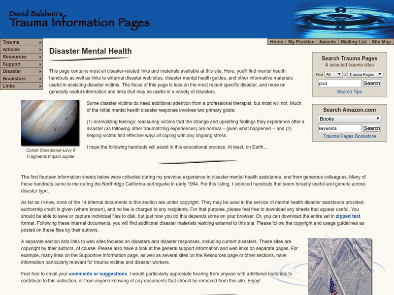 Trauma Information Pages: Disaster Mental Health Website Trauma Information Pages: Disaster Mental Health Website