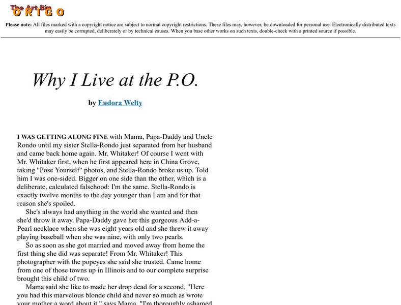 In the Art Bin: "Why I Live at the p.o." by Eudora Welty eBook In the Art Bin: "Why I Live at the p.o." by Eudora Welty eBook
