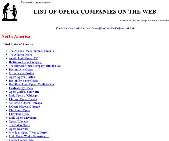 Opera Houses and Companies on the Web: 5 Continents Handout Opera Houses and Companies on the Web: 5 Continents Handout