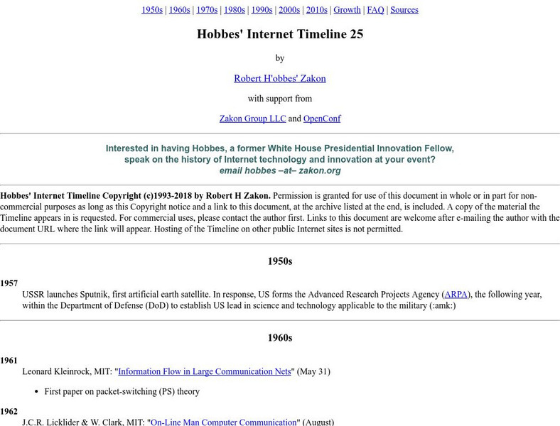 Hobbes' Internet Timeline Website Hobbes' Internet Timeline Website