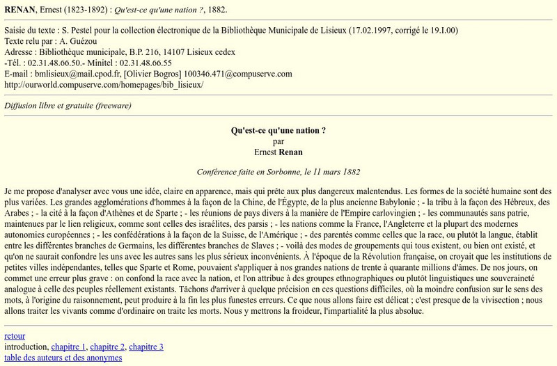 Qu'est Ce Qu'une Nation? Par Ernest Renan Primary