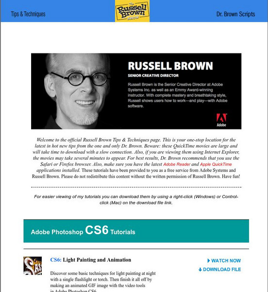 Russell Brown: Adobe Photoshop Tips and Techniques Website Russell Brown: Adobe Photoshop Tips and Techniques Website