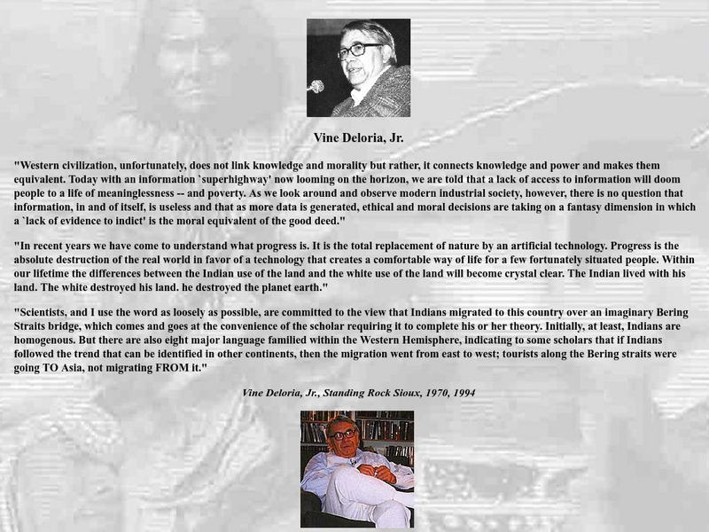 Indigenous Peoples Literature: Vine Deloria, Jr. Website Indigenous Peoples Literature: Vine Deloria, Jr. Website
