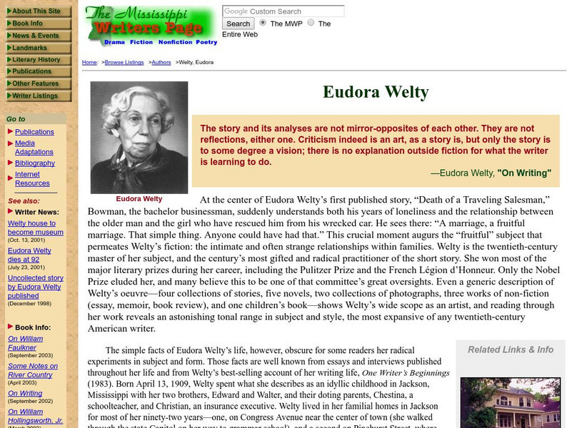 Mississippi Authors: Eudora Welty Handout