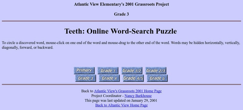 Teeth: Online Word Search Puzzle (Grade 3) Interactive Teeth: Online Word Search Puzzle (Grade 3) Interactive