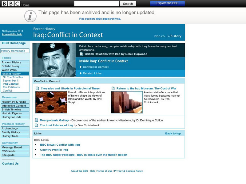 Bbc History: Iraq Conflict in Context Activity Bbc History: Iraq Conflict in Context Activity