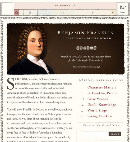 Benjamin Franklin Tercentenary: Benjamin Franklin: In Search of a Better World Website Benjamin Franklin Tercentenary: Benjamin Franklin: In Search of a Better World Website