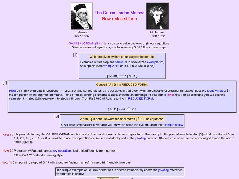 Uww: Gauss Jordan Method Activity