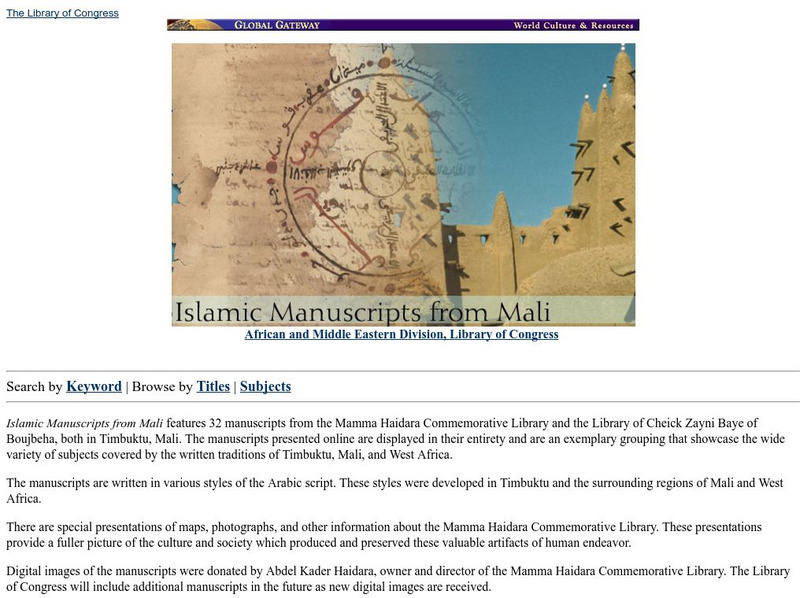 Loc: Islamic Manuscripts From Mali Primary Loc: Islamic Manuscripts From Mali Primary