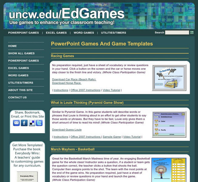 University of North Carolina Wilmington: Powerpoint Game Templates Website University of North Carolina Wilmington: Powerpoint Game Templates Website