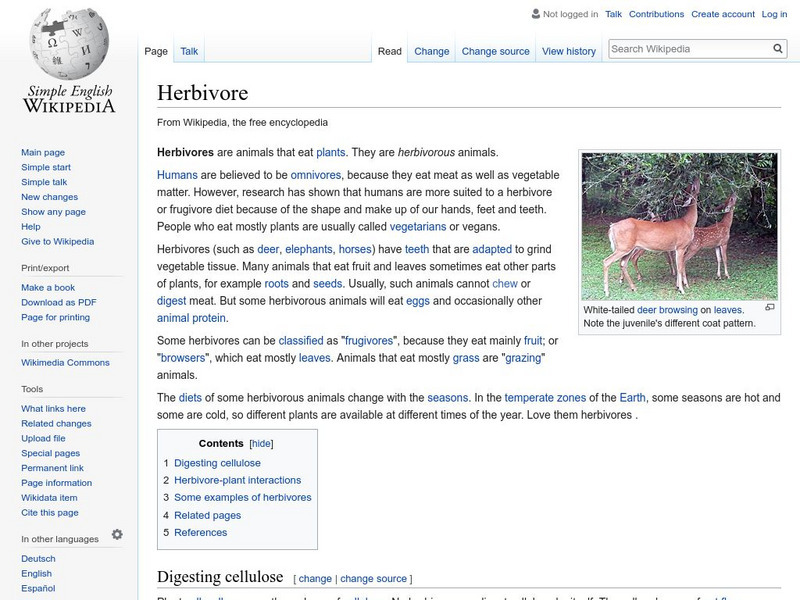 Wikipedia: Simple English Wikipedia: Herbivores Handout Wikipedia: Simple English Wikipedia: Herbivores Handout