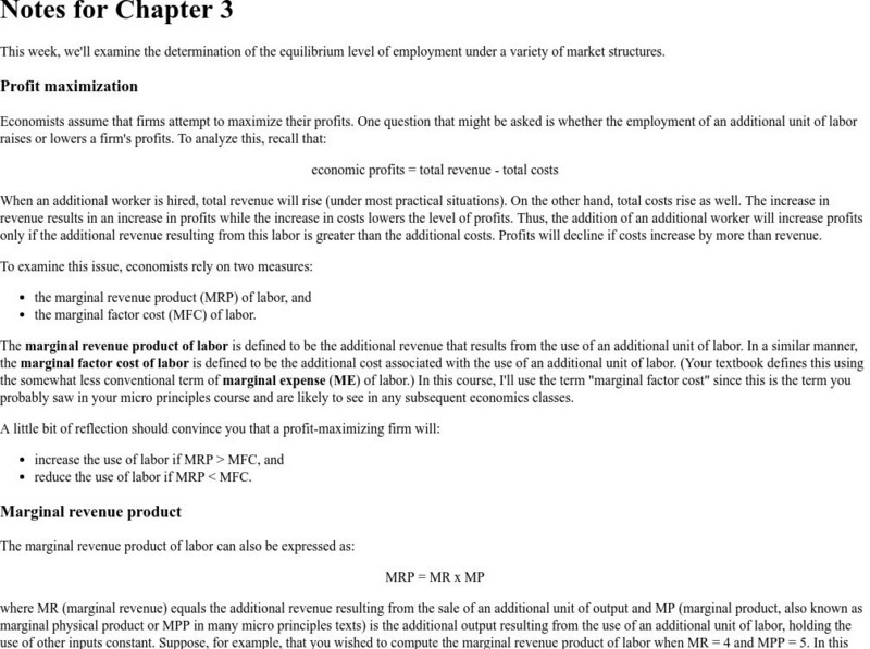 Notes for Chapter 3: (Marginal Product) Activity