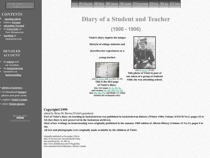 Volet's Diary: Life in Saskatchewan Early 20th Cent. Primary Volet's Diary: Life in Saskatchewan Early 20th Cent. Primary