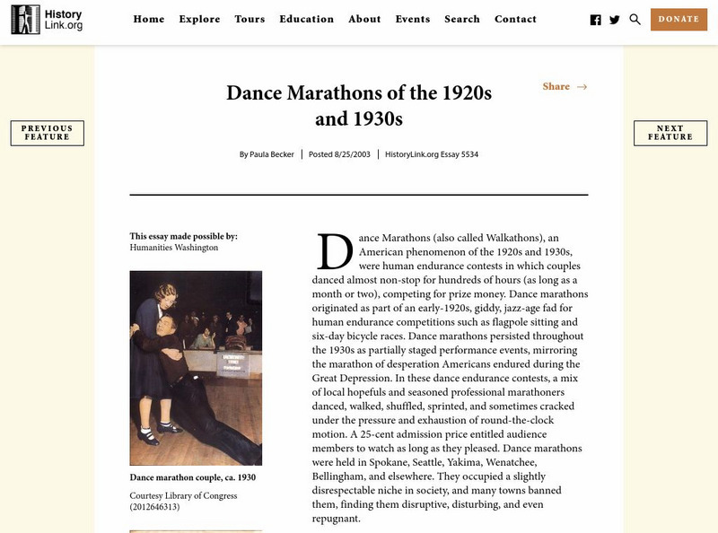 History Link: Dance Marathons of the 1920s and 1930s Activity