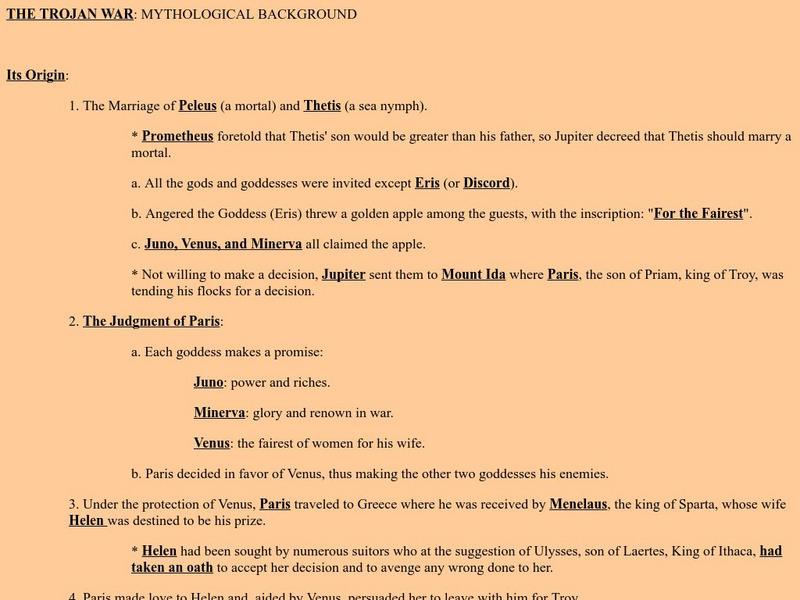 Mythological Background of the Trojan War Website Mythological Background of the Trojan War Website