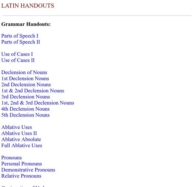 Latin Handouts Activity Latin Handouts Activity