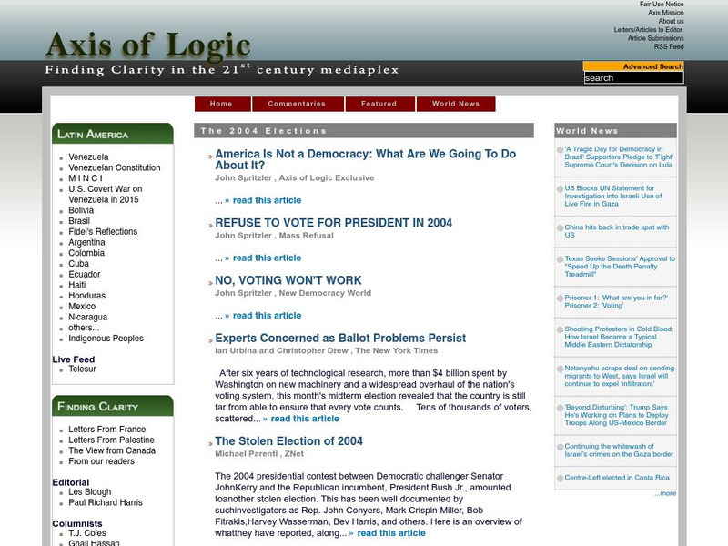 Axis of Logic: The 2004 Elections Website Axis of Logic: The 2004 Elections Website