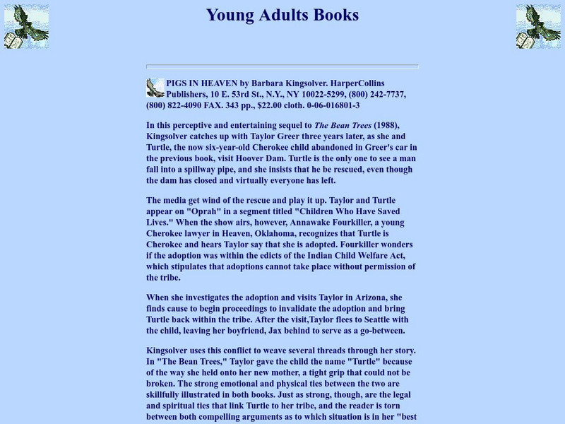 Young Adults Books: Pigs in Heaven Website Young Adults Books: Pigs in Heaven Website