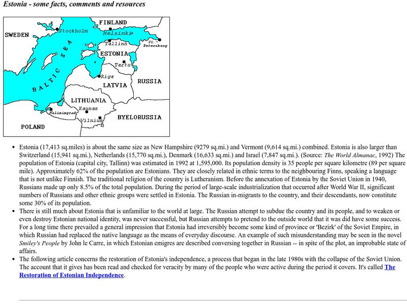 Estonia Facts and Comments Website Estonia Facts and Comments Website