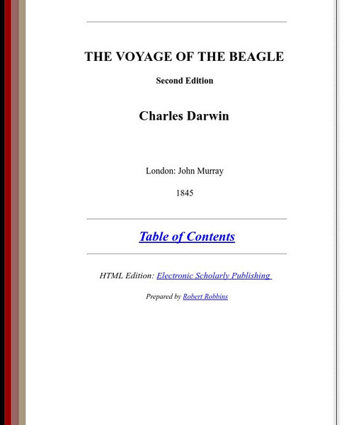 The Voyage of the Beagle, Second Edition (Online Text) eBook The Voyage of the Beagle, Second Edition (Online Text) eBook