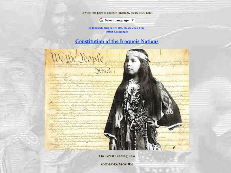 Univ. Of Oklahoma: The Iroquois Constitution Primary