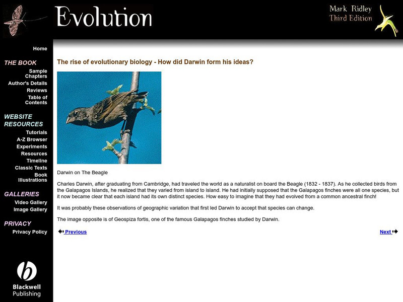The Rise of Evolutionary Biology: Darwin's Ideas Handout The Rise of Evolutionary Biology: Darwin's Ideas Handout