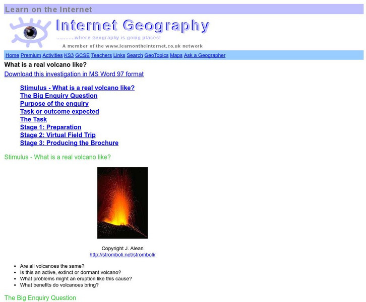 Internet Geography: Volcanoes Unit Plan Internet Geography: Volcanoes Unit Plan