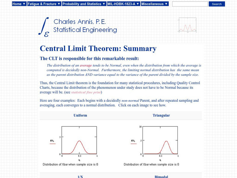 Statistical Engineering: Central Limit Theorem: Summary Handout