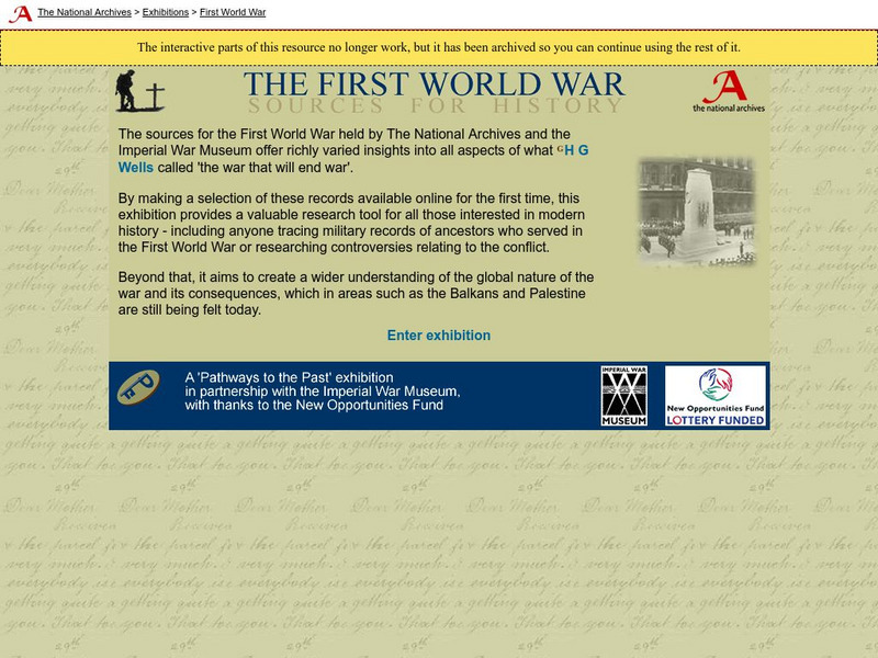 Uk National Archives: First World War Sources for History Website Uk National Archives: First World War Sources for History Website