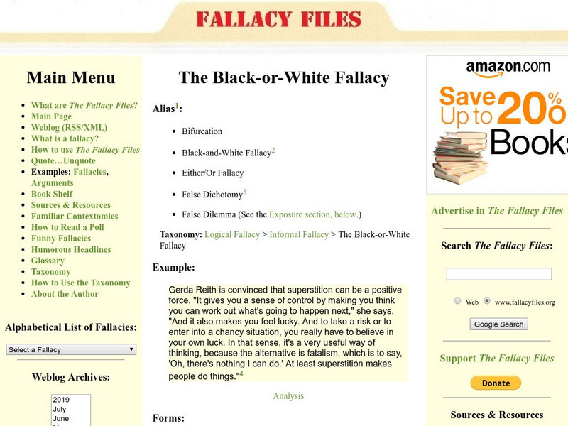 Fallacy Files: Black or White Fallacy Activity Fallacy Files: Black or White Fallacy Activity