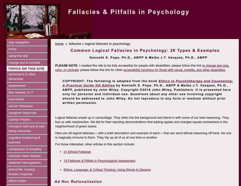 Fallacies & Pitfalls in Psychology Activity Fallacies & Pitfalls in Psychology Activity